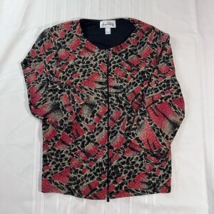 Vintage Joseph Ribkoff Red Leopard Textured Abstract Statement Jacket Size L